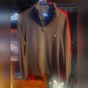 Men's Polo Ralph Lauren Quarter Zip Sweater Size XL Brown